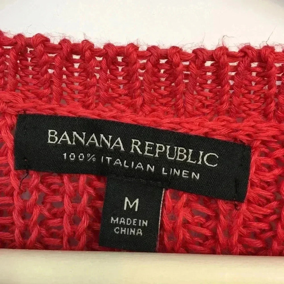 Banana Republic Linen Red Knit V Neck Sweater - Picture 3 of 8